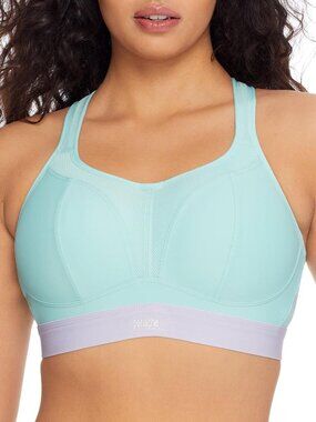 Panache Non Wired Sports Bra, 32FF, aqua and lavender